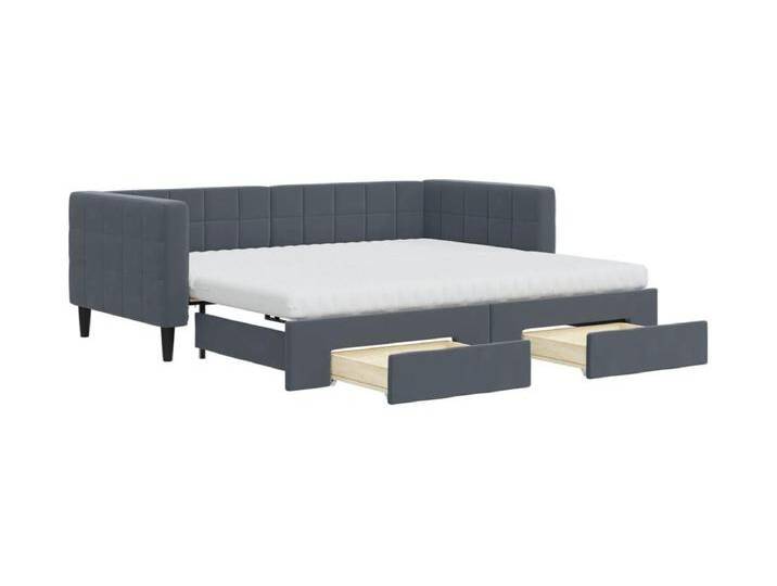 Tagesbett Ausziehbar mit Schubladen Dunkelgrau 90x190 cm Samt von Kauf-Unique Marketplace