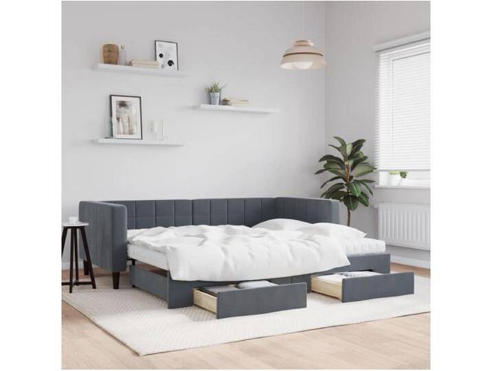 Tagesbett Ausziehbar mit Schubladen Dunkelgrau 90x200 cm Samt von Kauf-Unique Marketplace