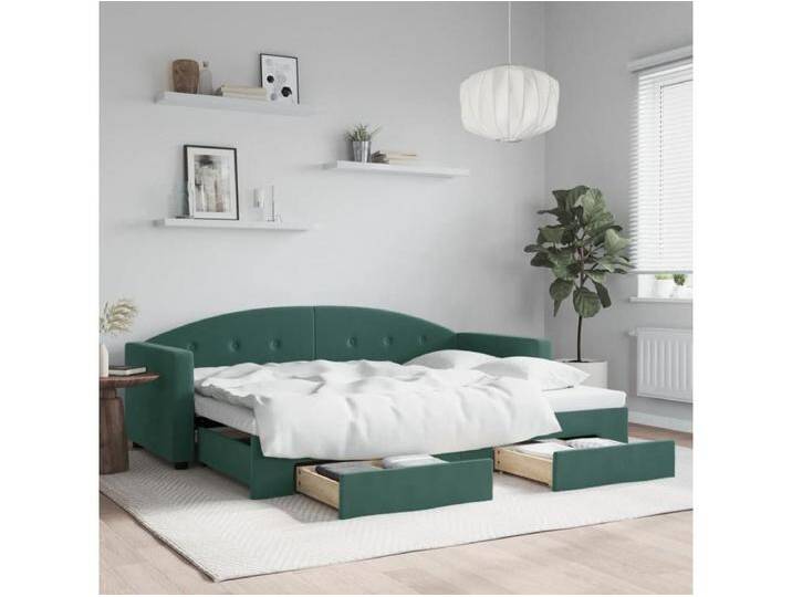 Tagesbett Ausziehbar mit Schubladen Dunkelgrün 80x200 cm Samt von Kauf-Unique Marketplace