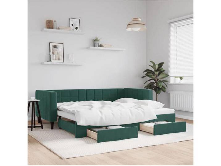 Tagesbett Ausziehbar mit Schubladen Dunkelgrün 80x200 cm Samt von Kauf-Unique Marketplace