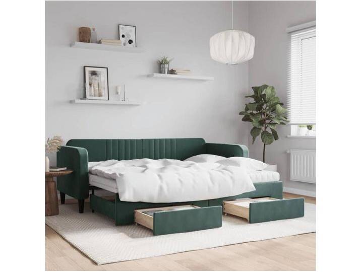 Tagesbett Ausziehbar mit Schubladen Dunkelgrün 80x200 cm Samt von Kauf-Unique Marketplace