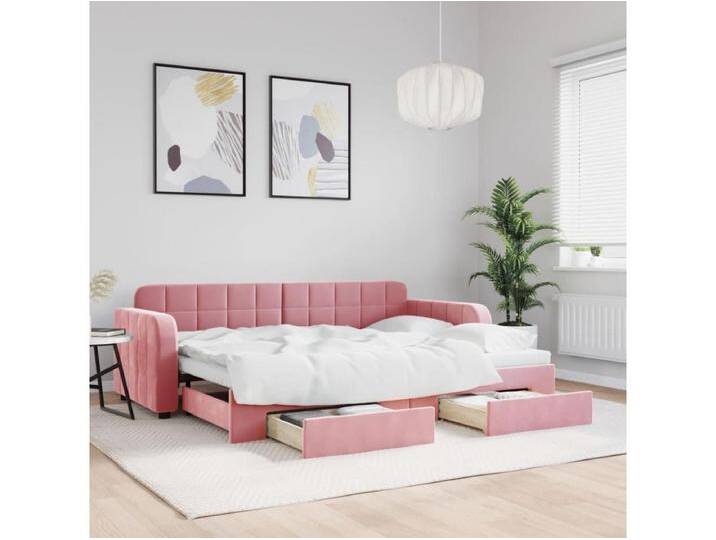 Tagesbett Ausziehbar mit Schubladen Rosa 80x200 cm Samt von Kauf-Unique Marketplace