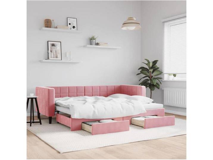 Tagesbett Ausziehbar mit Schubladen Rosa 80x200 cm Samt von Kauf-Unique Marketplace