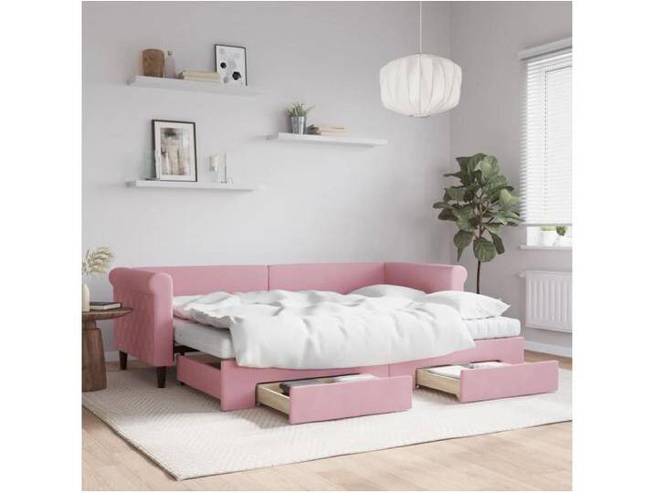 Tagesbett Ausziehbar mit Schubladen Rosa 80x200 cm Samt von Kauf-Unique Marketplace