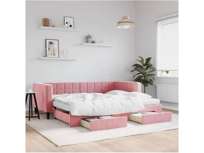 Tagesbett Ausziehbar mit Schubladen Rosa 90x200 cm Samt von Kauf-Unique Marketplace
