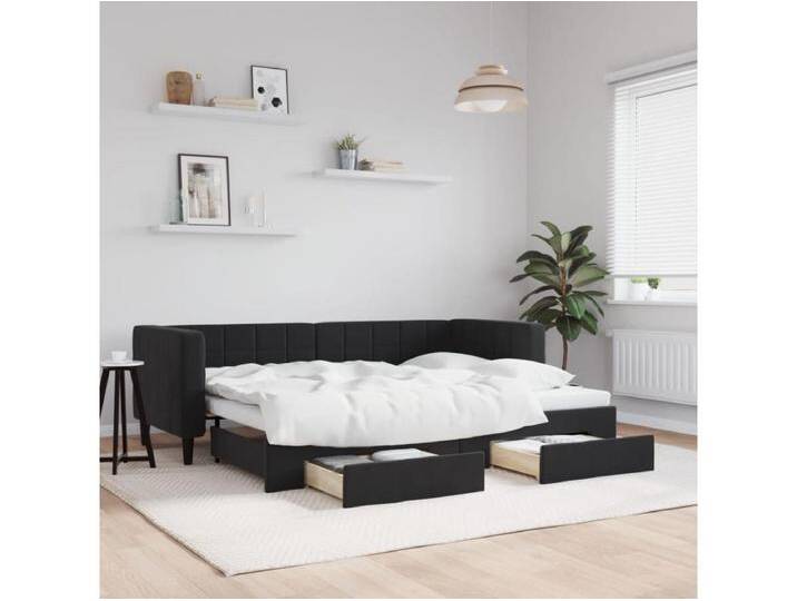 Tagesbett Ausziehbar mit Schubladen Schwarz 80x200 cm Samt von Kauf-Unique Marketplace