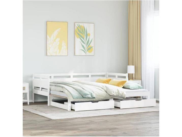 Tagesbett Ausziehbar mit Schubladen ohne Matratze Weiß 80x200cm von Kauf-Unique Marketplace