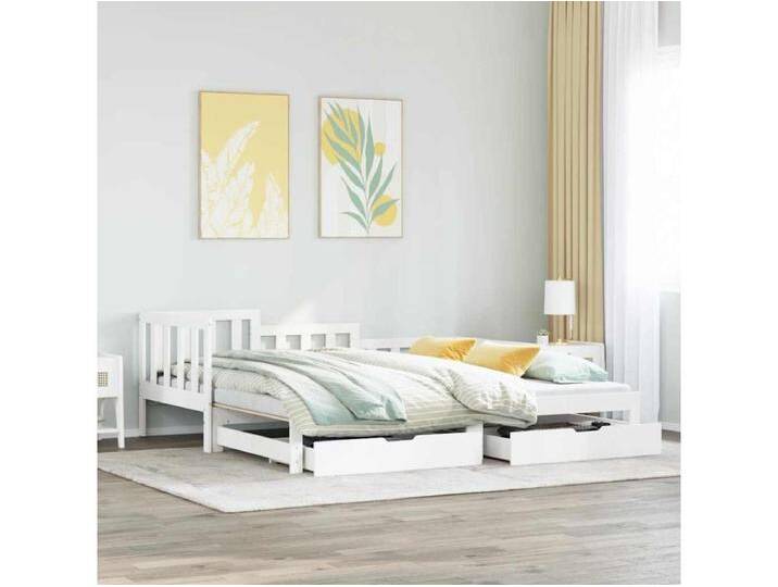 Tagesbett Ausziehbar mit Schubladen ohne Matratze Weiß 80x200cm von Kauf-Unique Marketplace