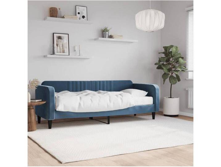 Tagesbett mit Matratze Blau 80x200 cm Samt von Kauf-Unique Marketplace