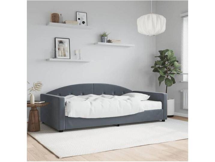 Tagesbett mit Matratze Dunkelgrau 100x200 cm Samt von Kauf-Unique Marketplace
