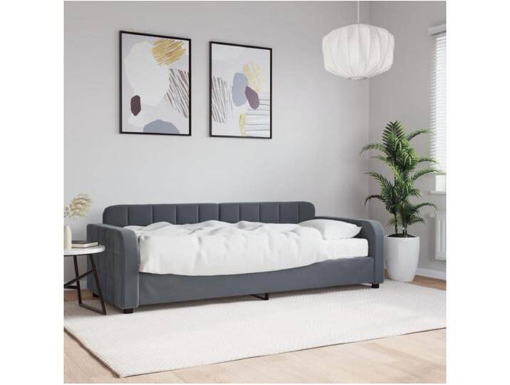 Tagesbett mit Matratze Dunkelgrau 80x200 cm Samt von Kauf-Unique Marketplace