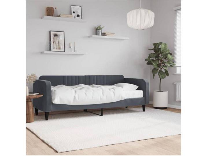 Tagesbett mit Matratze Dunkelgrau 80x200 cm Samt von Kauf-Unique Marketplace