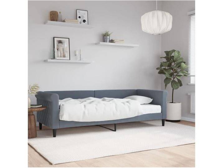 Tagesbett mit Matratze Dunkelgrau 80x200 cm Samt von Kauf-Unique Marketplace
