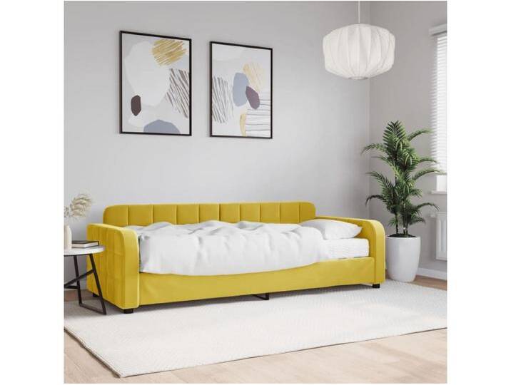 Tagesbett mit Matratze Gelb 80x200 cm Samt von Kauf-Unique Marketplace