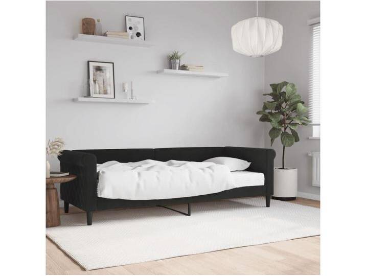 Tagesbett mit Matratze Schwarz 80x200 cm Samt von Kauf-Unique Marketplace
