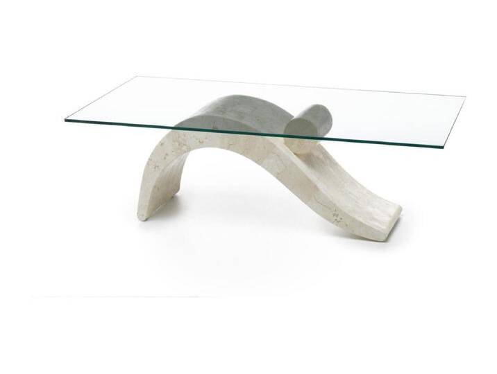 Taube - Couchtisch (120 x 70 x 40 – Transparent) aus beigem gehärtetem Glas von Kauf-Unique Marketplace