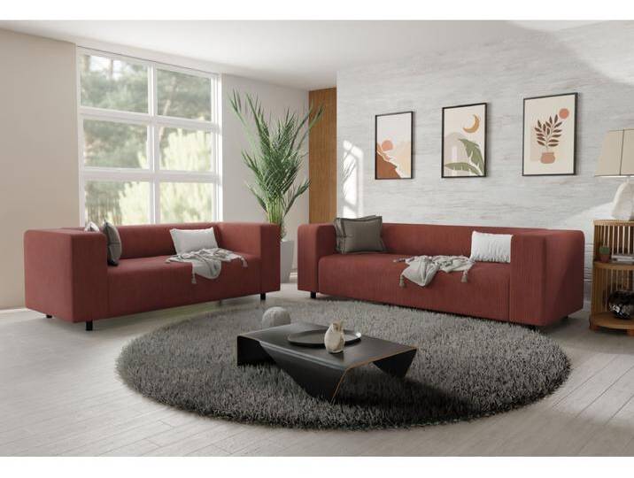 Thora - Modernes Polstergarnitur 3+2 aus Terrakotta Cord-Stoff mit bequemem Sitz Thora - Modernes Polstergarnitur 3+2 aus Terrakotta Cord-Stoff mit bequemem Sitz von Kauf-Unique Marketplace