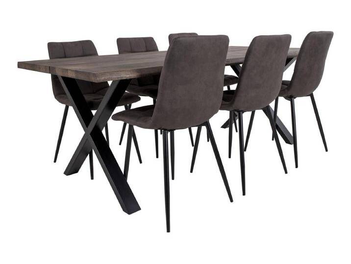 Tony Essgruppe , 1 Esstisch und 6 Stühle dunkel braun und Eiche. von Kauf-Unique Marketplace