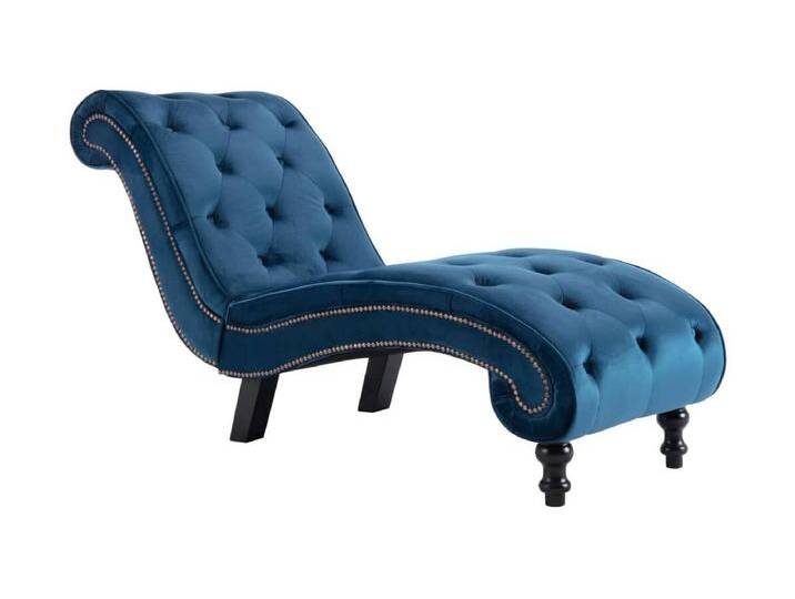 Turlock Chaiselongue Blau Samt von Kauf-Unique Marketplace