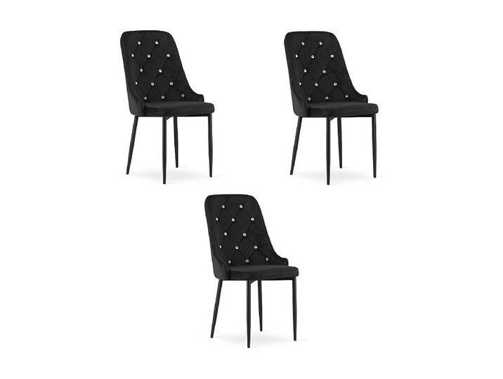 Valora REMI Samtstuhl Schwarz mit Metallbeinen x3 von Kauf-Unique Marketplace