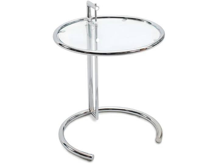 Verstellbarer runder Beistelltisch - Glas und Stahl - Lake von Kauf-Unique Marketplace