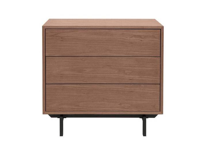 Vintage-Kommode mit drei Schubladen aus Walnuss und Metall MANNY Vintage-Kommode mit drei Schubladen aus Walnuss und Metall MANNY von Kauf-Unique Marketplace