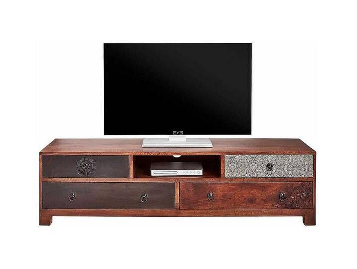 Vintage Lowboard aus Akazie Massivholz mehrfarbig Vintage Lowboard aus Akazie Massivholz mehrfarbig von Kauf-Unique Marketplace