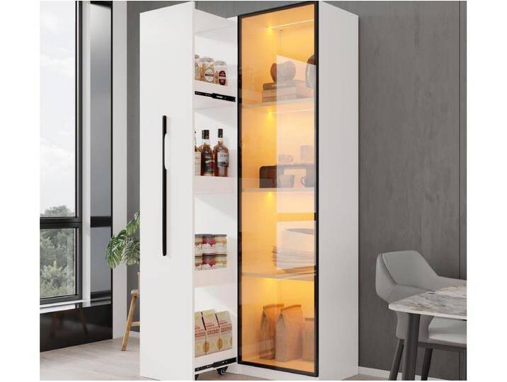 Vitrine 70×40×160 cm - mit Sicherheitsglas-Tür - 1 Tür und 1 Seiten-Schublade - mit LED-Beleuchtung - weiß Vitrine 70×40×160 cm - mit Sicherheitsglas-Tür - 1 Tür und 1 Seiten-Schublade - mit LED-Beleuchtung - weiß von Kauf-Unique Marketplace
