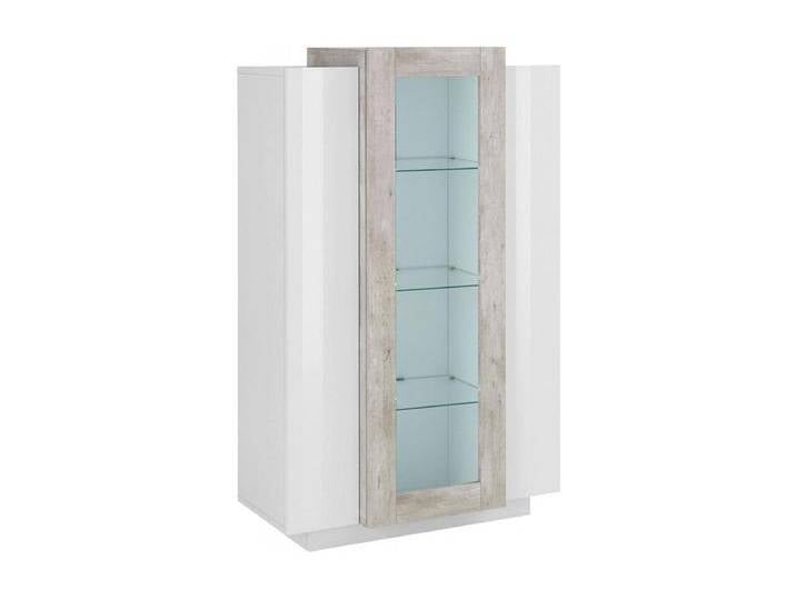 Vitrine Dfrutt, Sideboard mit drei Türen, Mehrzweck-Wohnzimmermöbel, 100% Made in Italy, cm 80x38h121, glänzendes WeiÃŸ und Zement von Kauf-Unique Marketplace