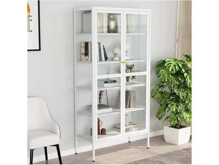 Vitrine Weiß 90x40x180 cm Stahl und Gehärtetes Glas von Kauf-Unique Marketplace