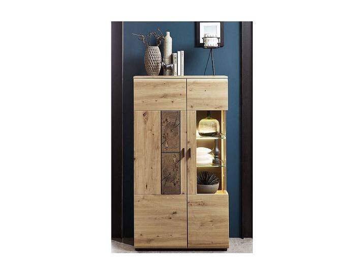 Vitrine in Wildeiche Hirnholz Optik 80 cm breit von Kauf-Unique Marketplace