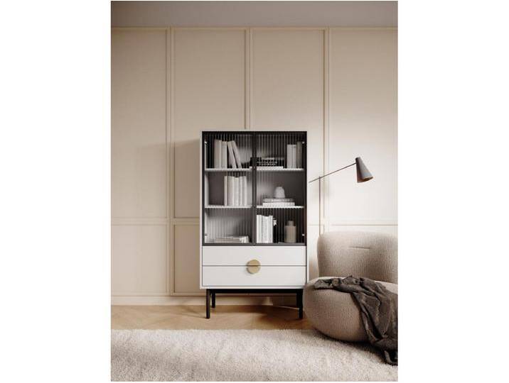 Vitrine mit 2 Regalböden und 2 Schubladen - weiß - 150 cm - STOON von Kauf-Unique Marketplace