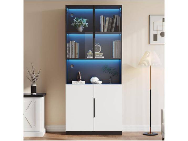 Vitrine mit 4 Türen - 160 x 30 x 200 cm - LEDs - Spanplatte und Glas - Weiß Vitrine mit 4 Türen - 160 x 30 x 200 cm - LEDs - Spanplatte und Glas - Weiß von Kauf-Unique Marketplace