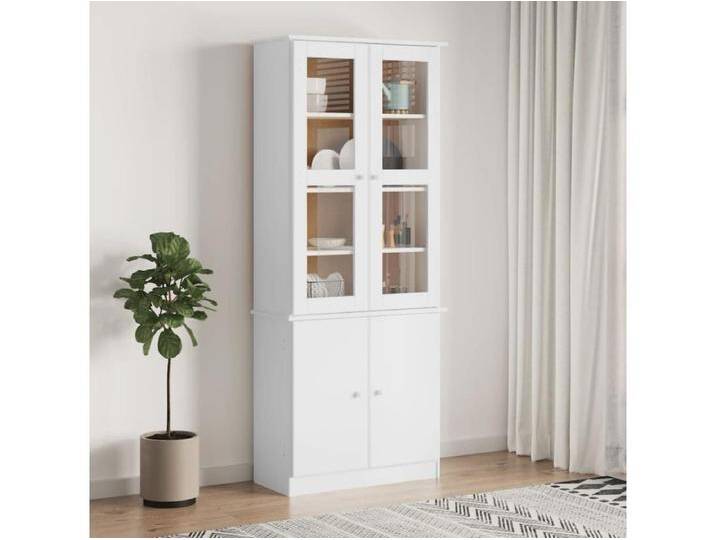 Vitrinenschrank ALTA Weiß 77x35x186,5 cm Massivholz Kiefer von Kauf-Unique Marketplace