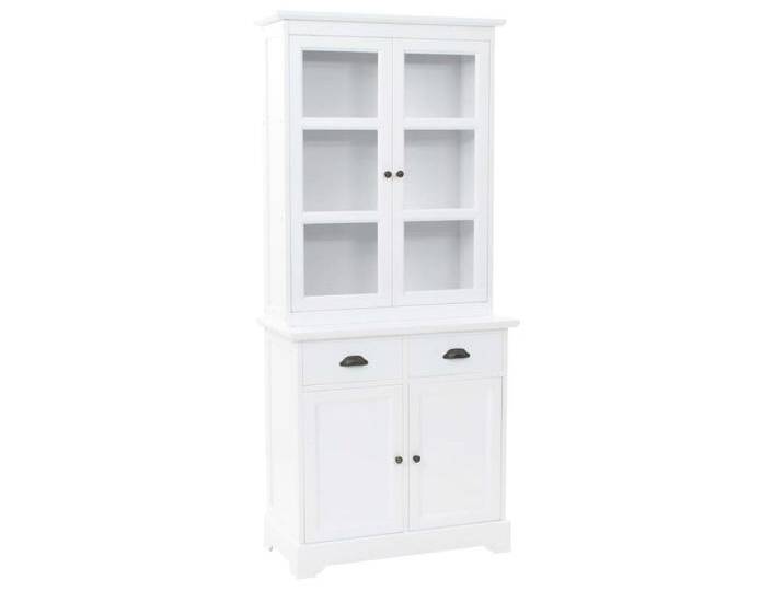 Vitrinenschrank mit 4 Türen MDF und Kiefernholz 80x40x180 cm von Kauf-Unique Marketplace