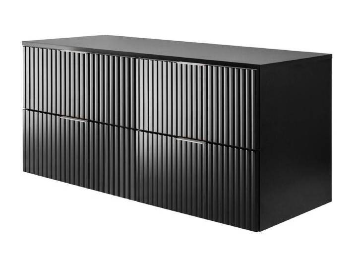 Waschbeckunterschrank, Mattschwarz, 120 (2 x 60) x 57 x 46 cm, silberner Griff + Arbeitsplatte von Kauf-Unique Marketplace