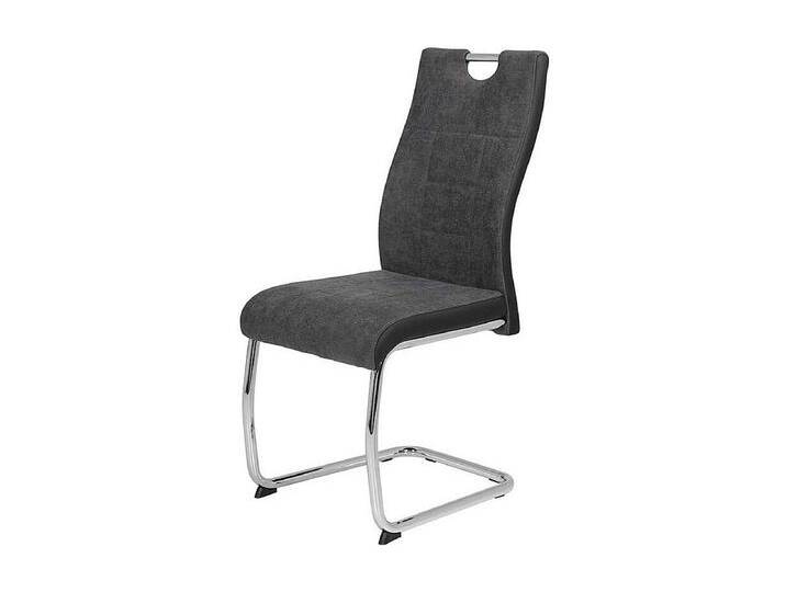 Webstoff Freischwinger in Anthrazit verchromtem Metallgestell (Set) von Kauf-Unique Marketplace