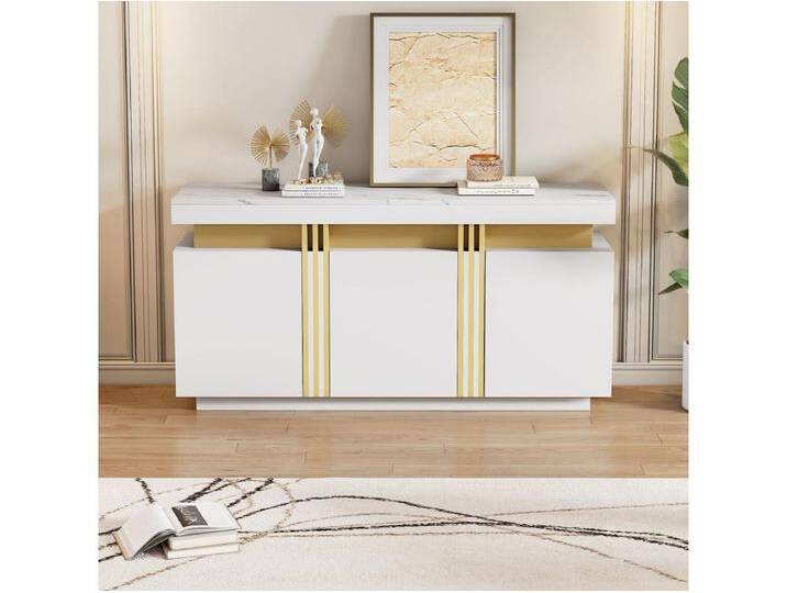 Weißes Sideboard mit 3 Türen und verstellbaren Einlegeböden – ideal für Wohn- und Esszimmer von Kauf-Unique Marketplace