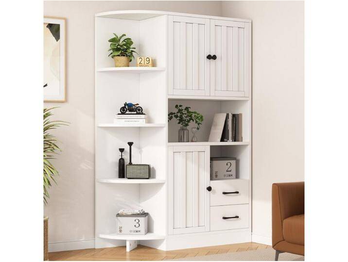 Weißes hohes Sideboard mit 3 Türen - Sideboard mit 2 Schubladen und 6 offenen Ablagefächern - 3 höhenverstellbar Weißes hohes Sideboard mit 3 Türen - Sideboard mit 2 Schubladen und 6 offenen Ablagefächern - 3 höhenverstellbar von Kauf-Unique Marketplace