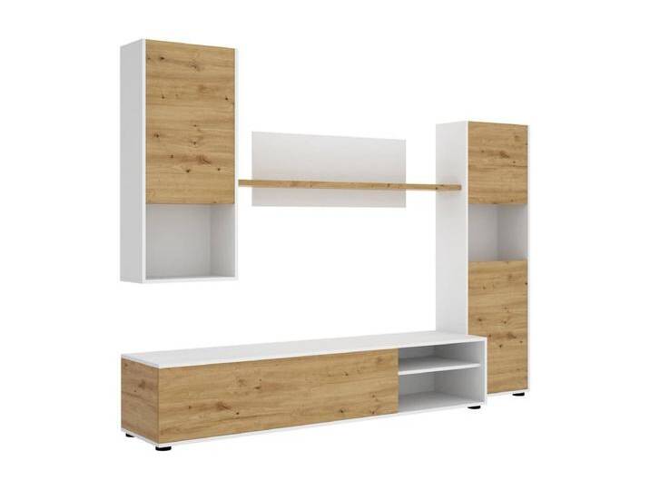 Wohnwand Dzuell, TV-Ständer-Wohnzimmerset, Mehrzweck-Wohnzimmermöbel, 220 x 41 x 180 cm, Node Oak und WeiÃŸ von Kauf-Unique Marketplace