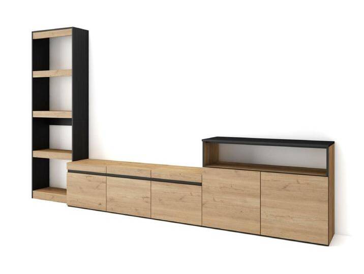 Wohnwand Wohnzimmer, 310x35x186cm, Für TV-Geräte bis zu 65 , Wohnzimmer Möbel , Eiche Schwarz Wohnwand Wohnzimmer, 310x35x186cm, Für TV-Geräte bis zu 65 , Wohnzimmer Möbel , Eiche Schwarz von Kauf-Unique Marketplace