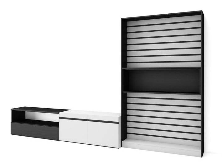 Wohnwand Wohnzimmer, 310x35x186cm, Für TV-Geräte bis zu 80 , Wohnzimmer Möbel , Weiß und Schwarz Wohnwand Wohnzimmer, 310x35x186cm, Für TV-Geräte bis zu 80 , Wohnzimmer Möbel , Weiß und Schwarz von Kauf-Unique Marketplace
