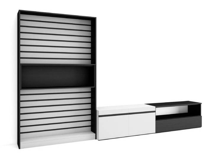 Wohnwand Wohnzimmer, 310x35x186cm, Für TV-Geräte bis zu 80 , Wohnzimmer Möbel , Weiß und Schwarz Wohnwand Wohnzimmer, 310x35x186cm, Für TV-Geräte bis zu 80 , Wohnzimmer Möbel , Weiß und Schwarz von Kauf-Unique Marketplace