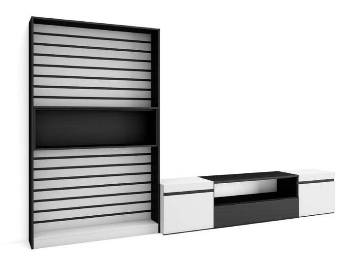 Wohnwand Wohnzimmer, 310x35x186cm, Für TV-Geräte bis zu 80 , Wohnzimmer Möbel , Weiß und Schwarz Wohnwand Wohnzimmer, 310x35x186cm, Für TV-Geräte bis zu 80 , Wohnzimmer Möbel , Weiß und Schwarz von Kauf-Unique Marketplace