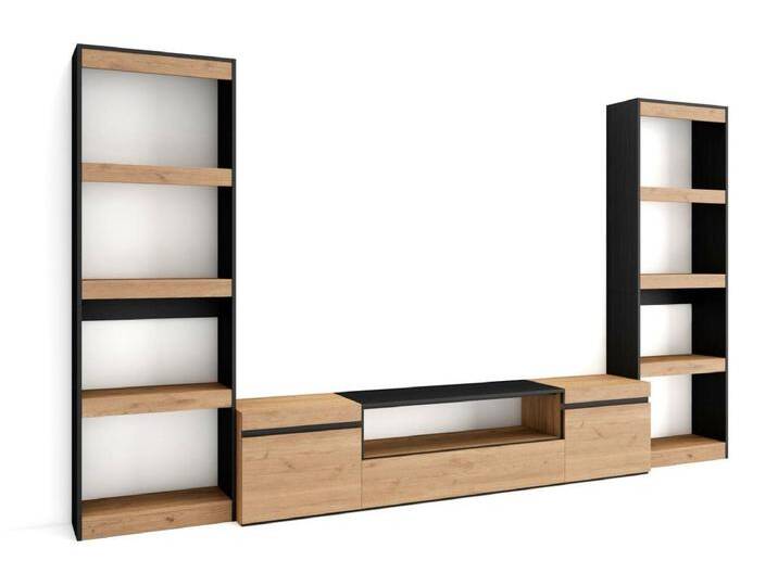 Wohnwand Wohnzimmer, 320x35x186cm, Für TV-Geräte bis zu 80 , Wohnzimmer Möbel , Eiche Schwarz Wohnwand Wohnzimmer, 320x35x186cm, Für TV-Geräte bis zu 80 , Wohnzimmer Möbel , Eiche Schwarz von Kauf-Unique Marketplace