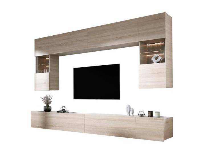 Wohnwand: Sonoma-Eiche, Breite: 300 cm, Höhe: VERSTELLBAR, Tiefe: 42 cm von Kauf-Unique Marketplace