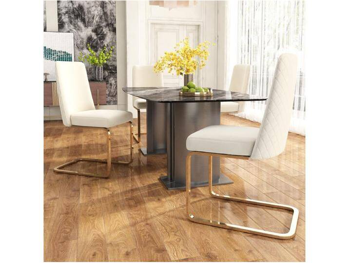 Wohnzimmer-Set mit 4 luxuriösen Samtstühlen – 64,14 x 63,5 x 47,63 cm – Rautenförmige Rückenlehne – goldene Metallbeine – Beige Wohnzimmer-Set mit 4 luxuriösen Samtstühlen – 64,14 x 63,5 x 47,63 cm – Rautenförmige Rückenlehne – goldene Metallbeine – Beige von Kauf-Unique Marketplace