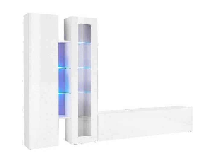 Wohnzimmermöbel Dcau, Wohnzimmer-Set TV-Möbel mit 3 Türen, Mehrzweck-Wohnmöbel mit Vitrine und LED-Licht, 100 % Made in Italy, cm 280x30h180, glänzend weiÃŸ von Kauf-Unique Marketplace