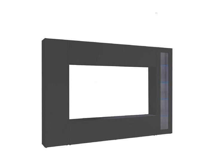 Wohnzimmermöbel Dceid, TV-Wohnzimmer-Set, Mehrzweck-Wohnzimmermöbel mit Vitrine und LED-Licht, 100% Made in Italy, cm 260x30h180, Anthrazit von Kauf-Unique Marketplace