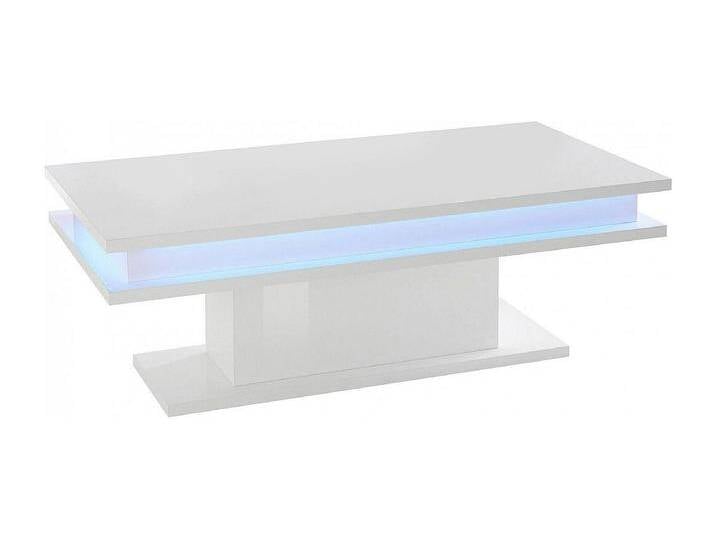 Wohnzimmertisch Dgandin, Niedriger Couchtisch, Zeitungsständer, 100 % Made in Italy, cm 100x55h42, glänzendes WeiÃŸ mit LED-Licht von Kauf-Unique Marketplace